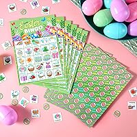 Vista 7 de JOYIN Tarjetas de bingo de Pascua para 28 jugadores (5 x 5) para juegos de golosinas de fiesta de Pascua, regalo de aula escolar para niños