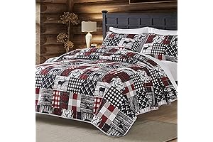 Rustic Lodge Christmas Bedding: Cabin Quilt Set Queen