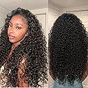 Frodio Curly Half Wig 26 Inches Veralux™ Fiber Blend Human Hair 3 in 1 Shaggy Waves Flip Over Drawstring Wig 200%!D(MISSING)ensity Glueless Wigs Natural Black Ready to Go Headband Wig for Women