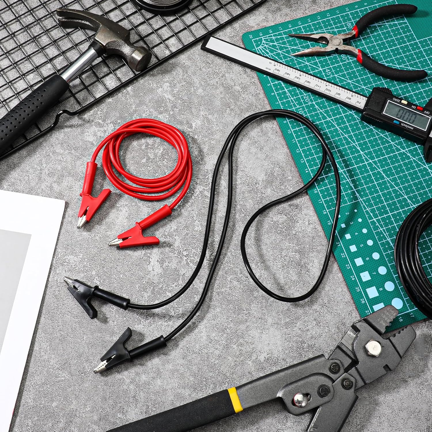 14 AWG Test Leads with Alligator Clips, 10 Pcs 1500V 20A Heavy Duty Jumper Wires Flexible Copper Cables Dual Ended Crocodile Multimeter Probes for Automotive Electronics Experiment DIY Tools (3.3 Ft)