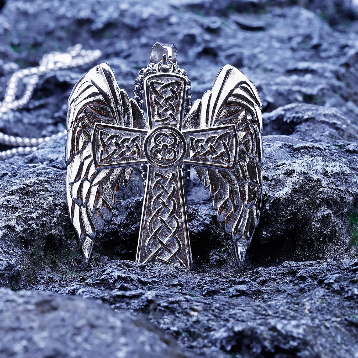 Celtic Cross Necklace For Men - Stainless Steel Cross Necklace, Religious Talisman Prayer, Halloween And Christmas Religious Gifts - Image 7