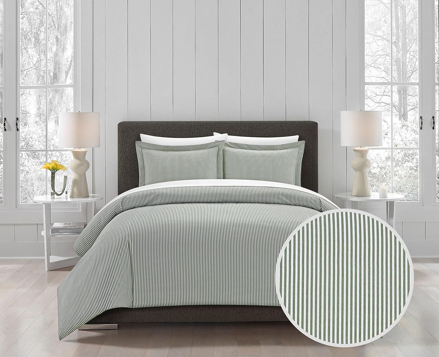 Chic Home Morgan 2 Piece Duvet Cover Set Contemporary Two Tone Striped Pattern Bedding - Pillow Sham Included, Twin, Navy