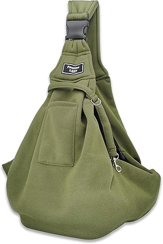 猫 犬 抱っこ紐 調節可能 ペットキャリー 脱出防止デザイン キャリーバッグ 安全ロープ付き ペットを連れて出かける (ミリタリーグリーン)