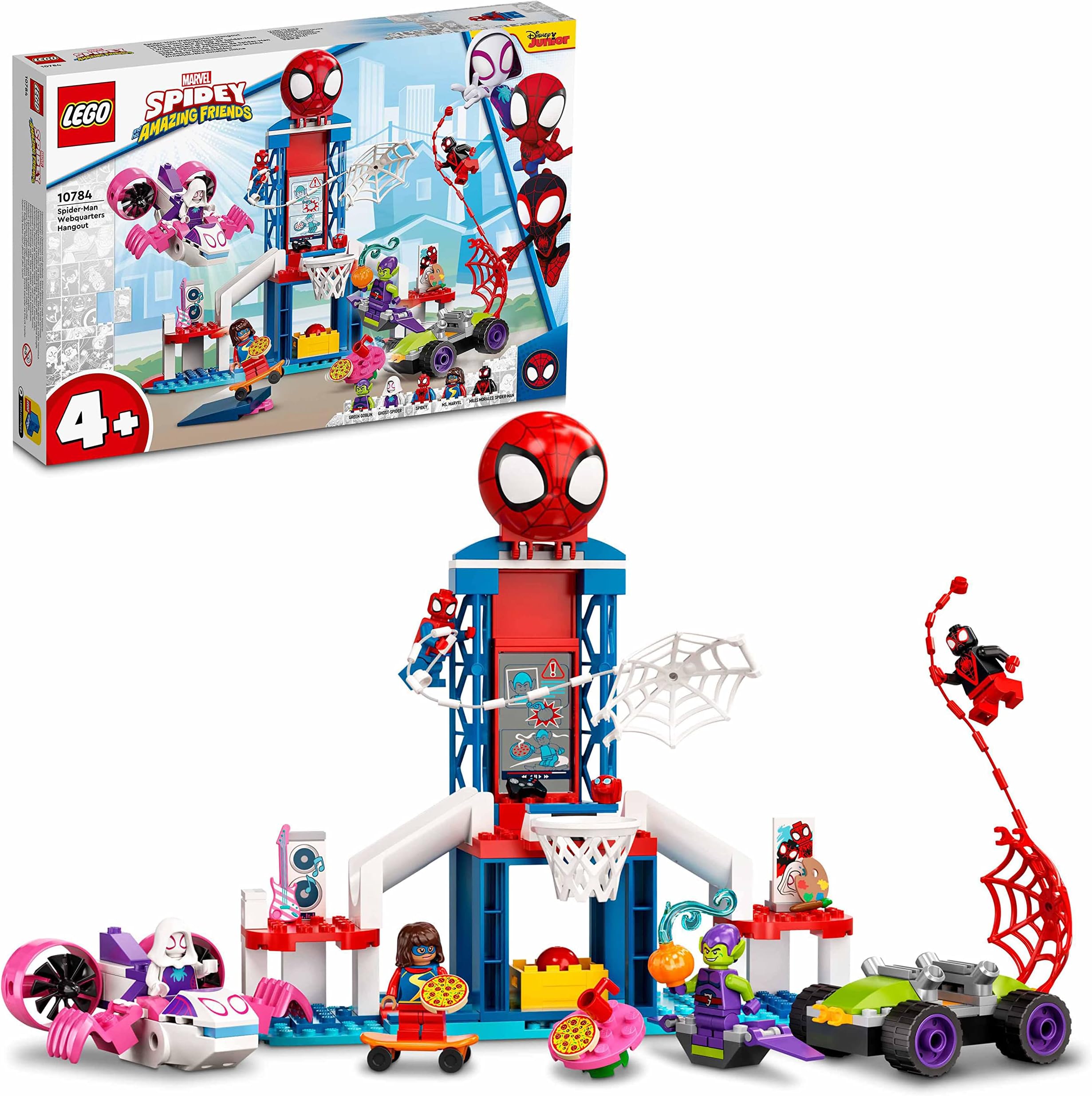 LEGO Marvel Spider-Man Webquarters Hangout, Spidey And His Amazing Friends Series, Toys Kids, Boys And Girls Age 4 Plus Years Old With Miles Morales & Green Goblin Minifigures 10784
