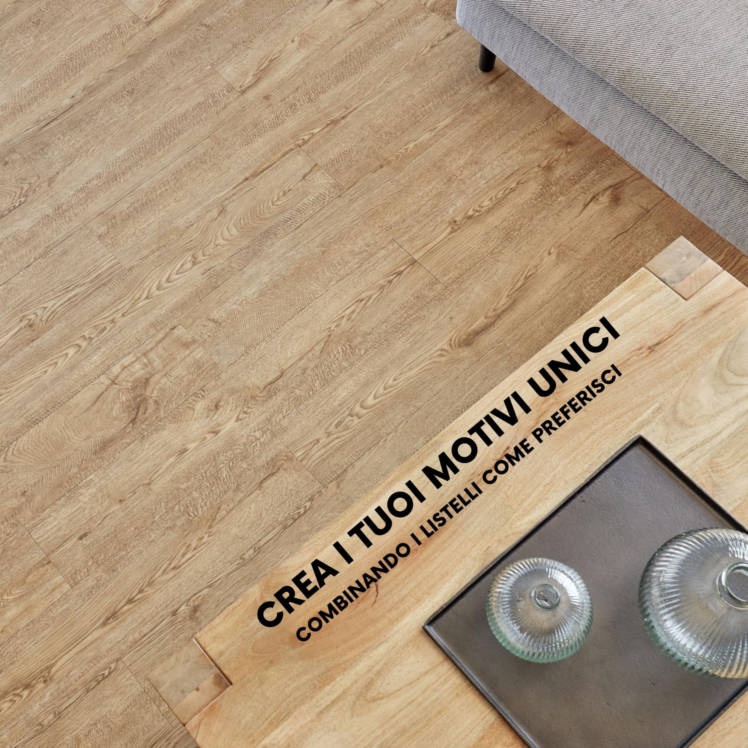 Pavimento PVC Adesivo – Confezione da 10 Doghe, Copertura 1,39 m², Impermeabile Piastrelle Adesive Pavimento Ogni Doga 91,4 x 15,2 cm – Marrone Effetto Legno Rovere Miele per la Casa, Ufficio