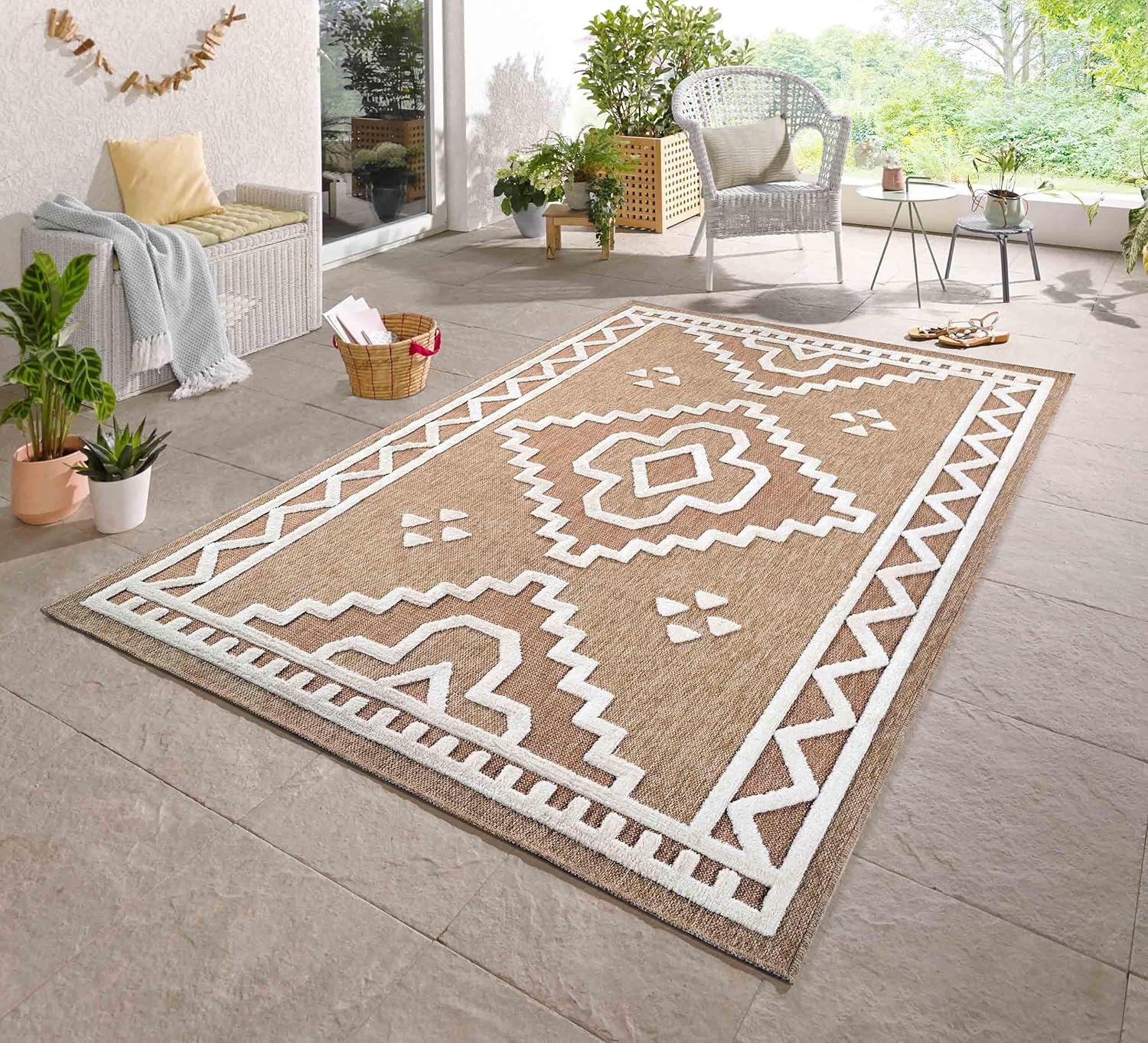 Harper Outdoor Rug Diamond Pattern Water Resistant Garden Rug Indoor ...
