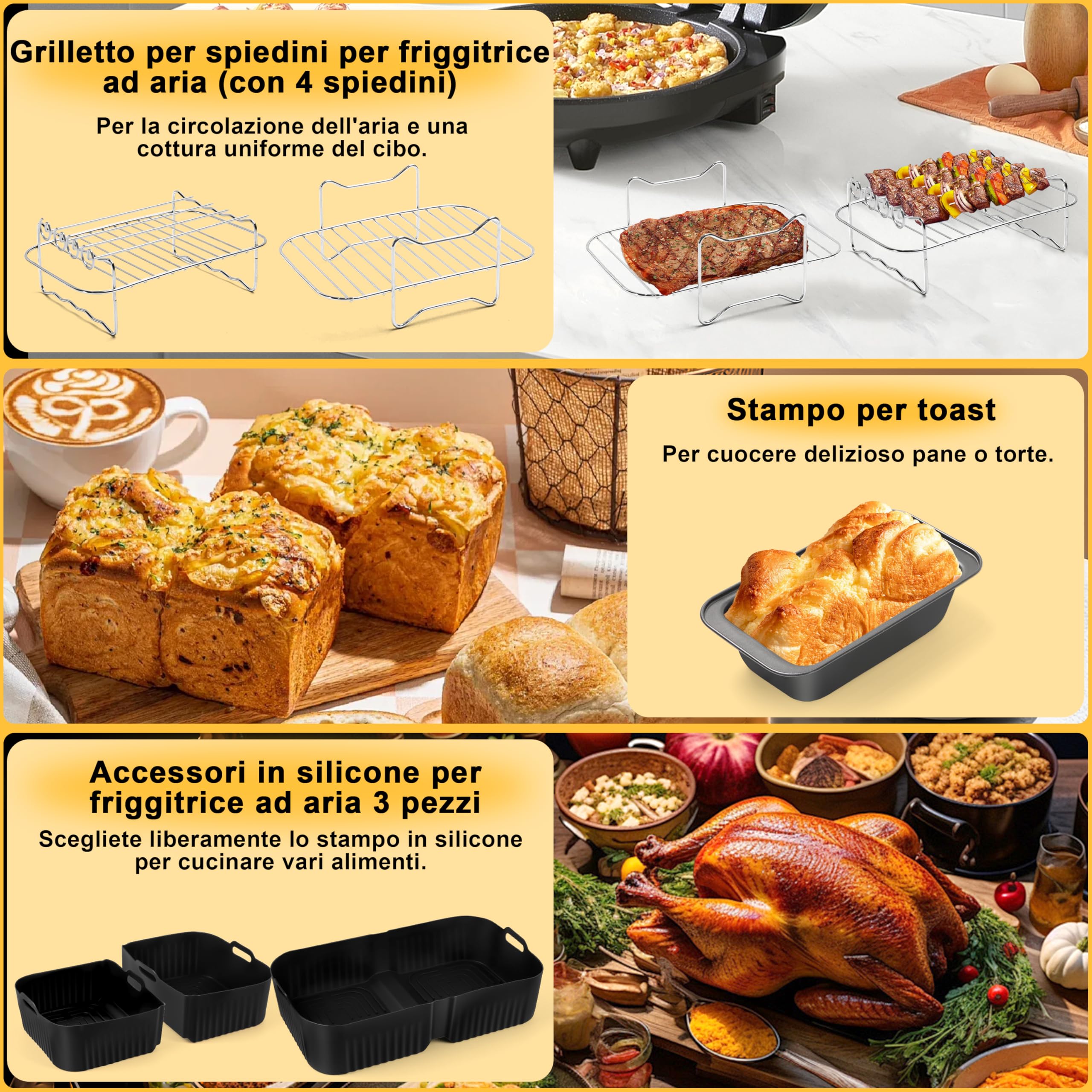 Charmofun 27 Pezzi Accessori Friggitrice Ad Aria, Accessories Air Fryer per Ninja Foodi FlexDrawer 10.4L AF500EU AF500EUCP, Riutilizzabile Contenitori per Friggitr, con Silicone Teglia,Griglia Friggit