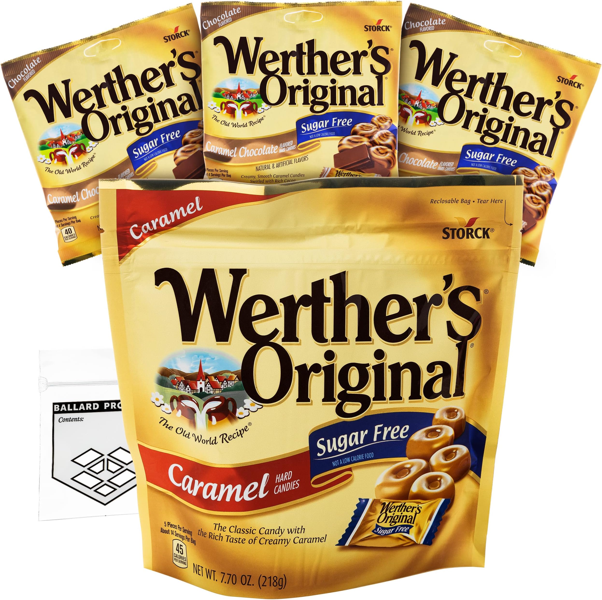Werther's Sugar Free Hard Candy Variety Pack of 4 3 Bags of Werthers Sugar Free