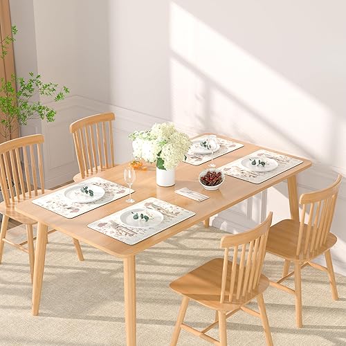 Miniatura 7 de QIYI Juego de 6 manteles individuales de piel sintética de 12 x 18 pulgadas para cocina y comedor, resistentes al calor, antideslizantes, florales,