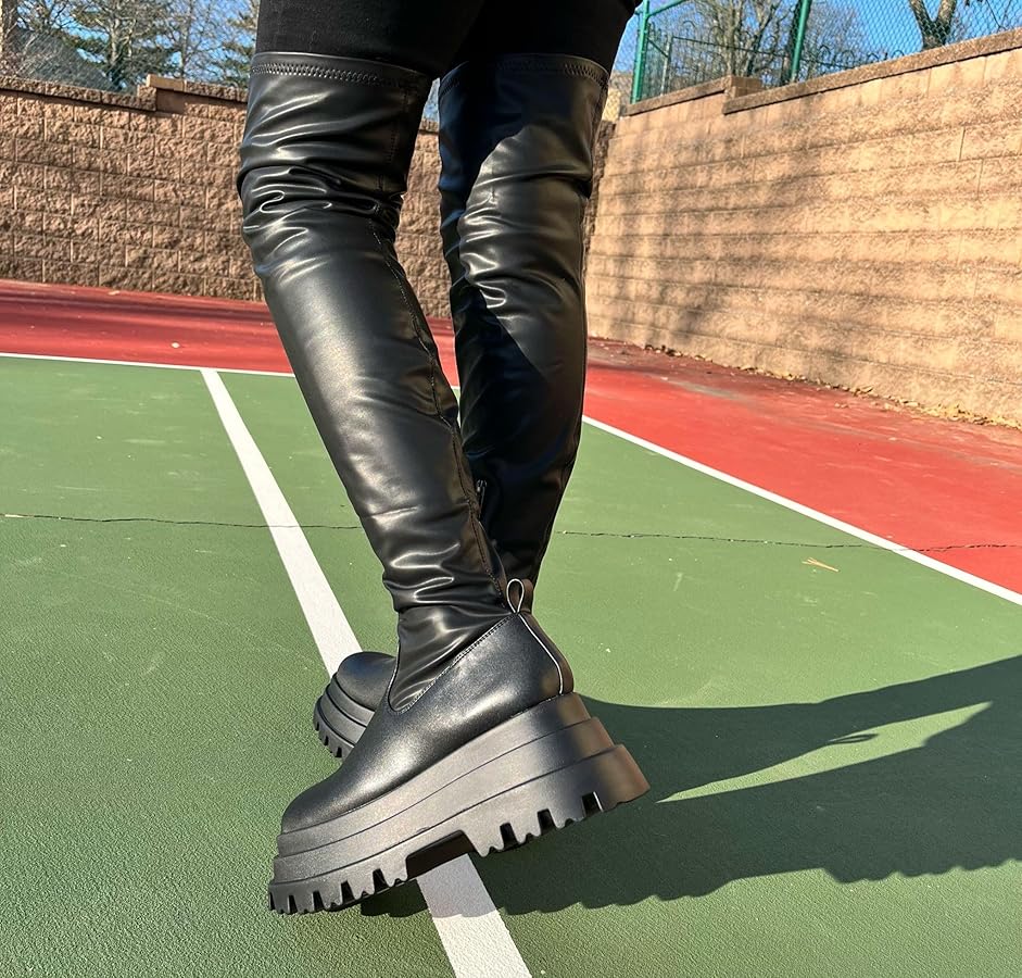 Amazon.com | UNILADY Women's Platform Chunky Heels Over the Knee