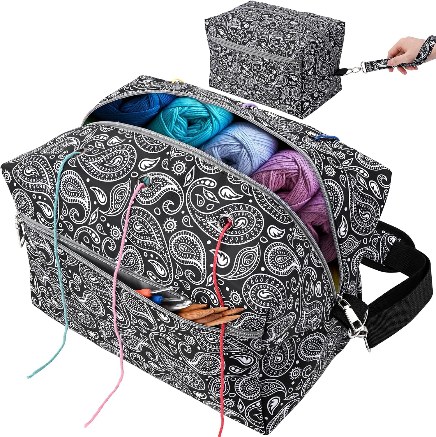 FINESUN Crochet Bag Organizer Knitting Bag Yarn Storage