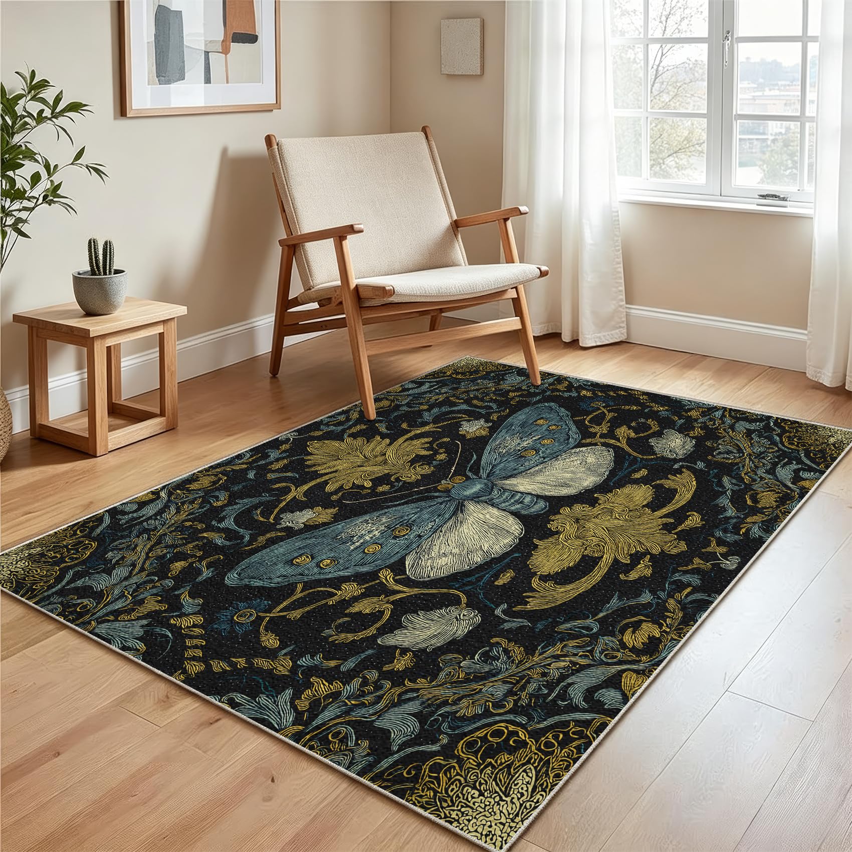 Générique Tapis Salon 120x160 Motif Papillon Bohème Tapis Chambre