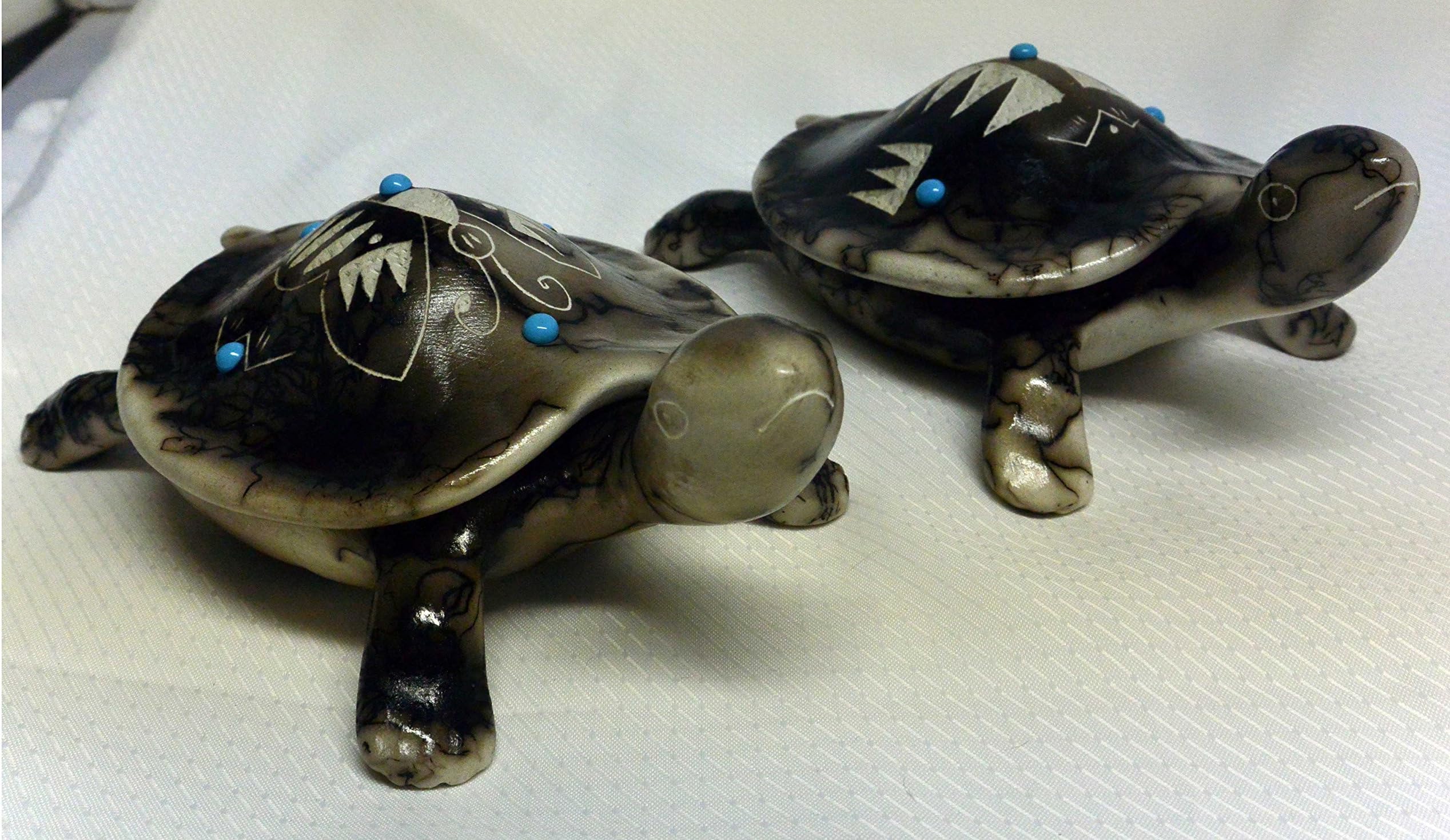 Native American Indian Navajo Horse Hair Etched Turtle Jewelry Box Pottery 1 Turtle