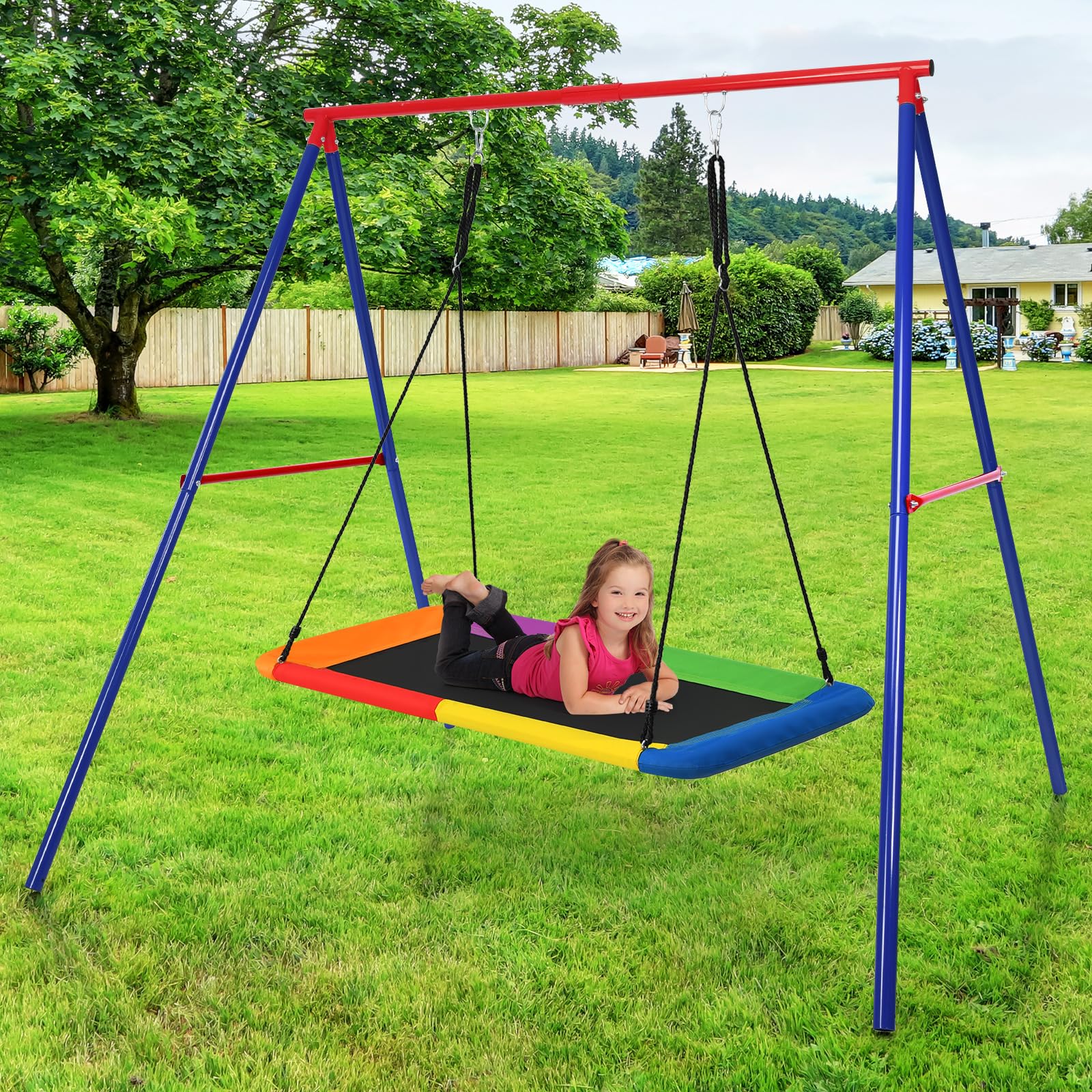 GOPLUS Stelaż huśtawki metalowy 200 kg 194 x 184 x 180 cm do ogrodu