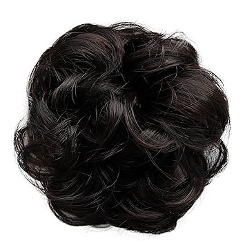 brown mix 1H32A : PRETTYSHOP Scrunchie Scrunchy Bun Up Do Hair piece Hair Ribbon Ponytail Extensions Wavy Curly or Messy darkest brown mix 1H32A