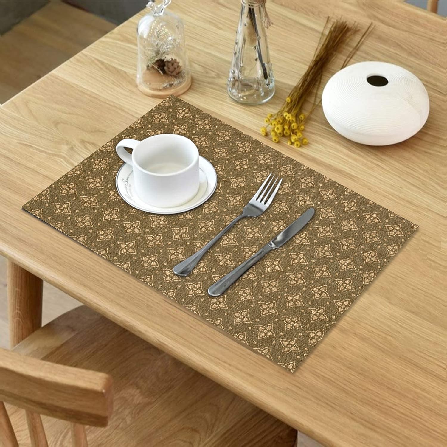 Buy RATAN CART Gold Geo Printed Table Placemats / Dinning Table