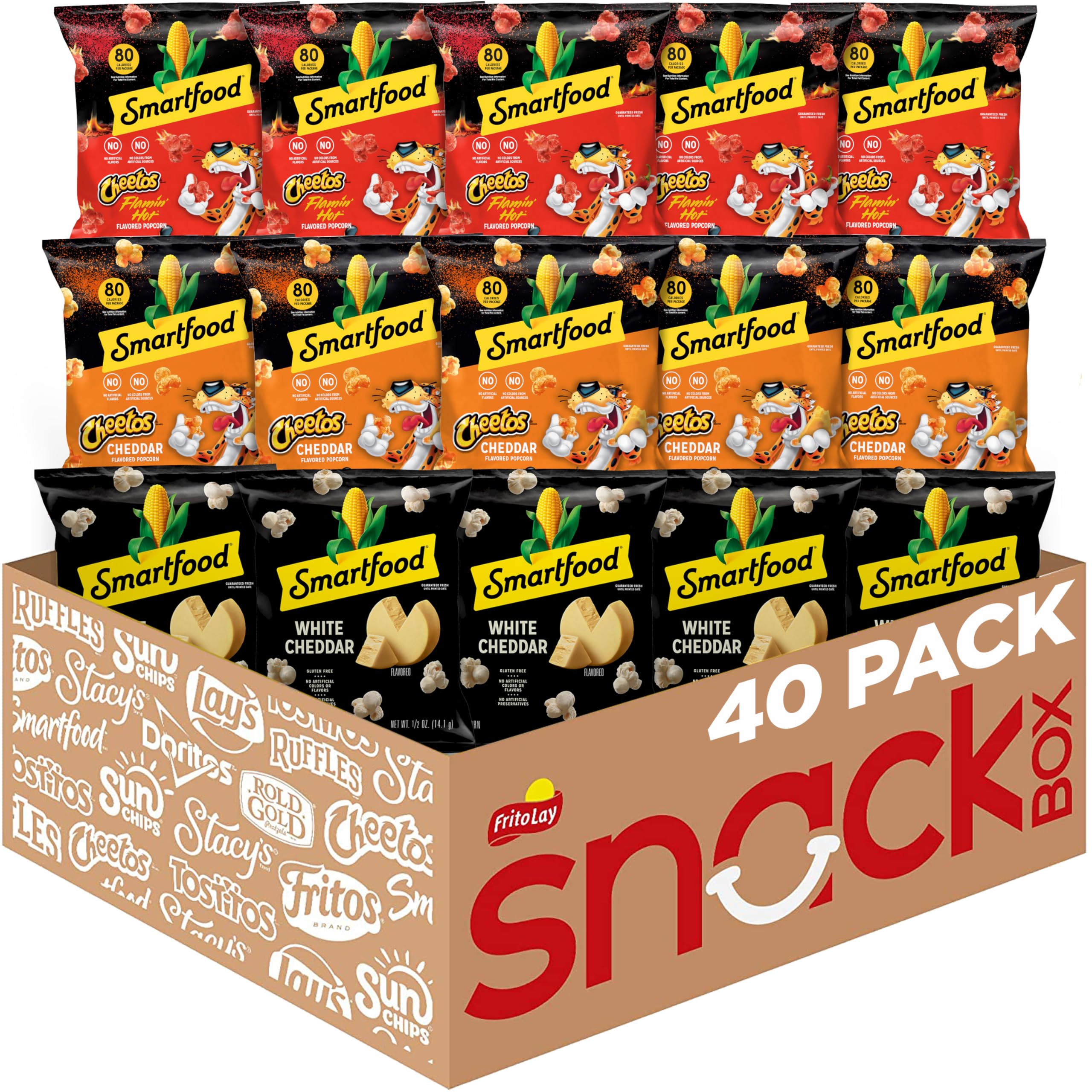 Smartfood White Cheddar & Flamin' Hot / 0.5 Ounce (Pack of 40) / 1 Popped