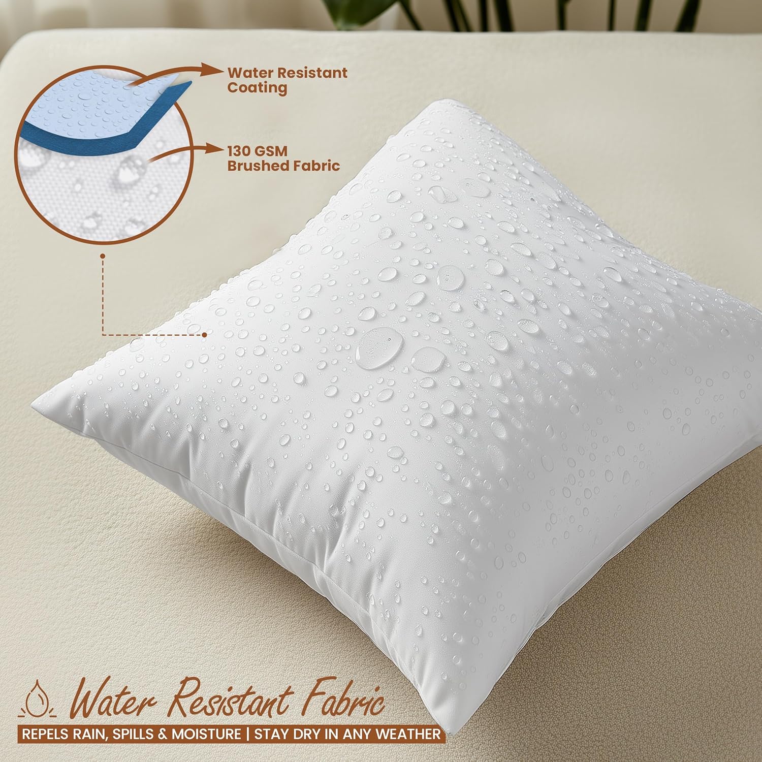 Utopia Bedding Outdoor Pillow Inserts 20 x 20 Inches (Pack of 2, White), Water Resistant Garden Throw Pillows for Patio and Porch Furniture