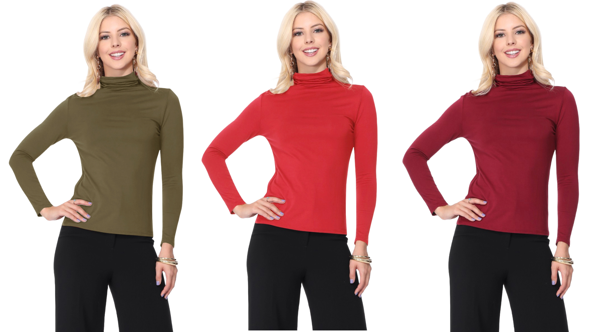 FashionJOA Lightweight Soft Long Sleeve Solid Mock Neck Sweater 