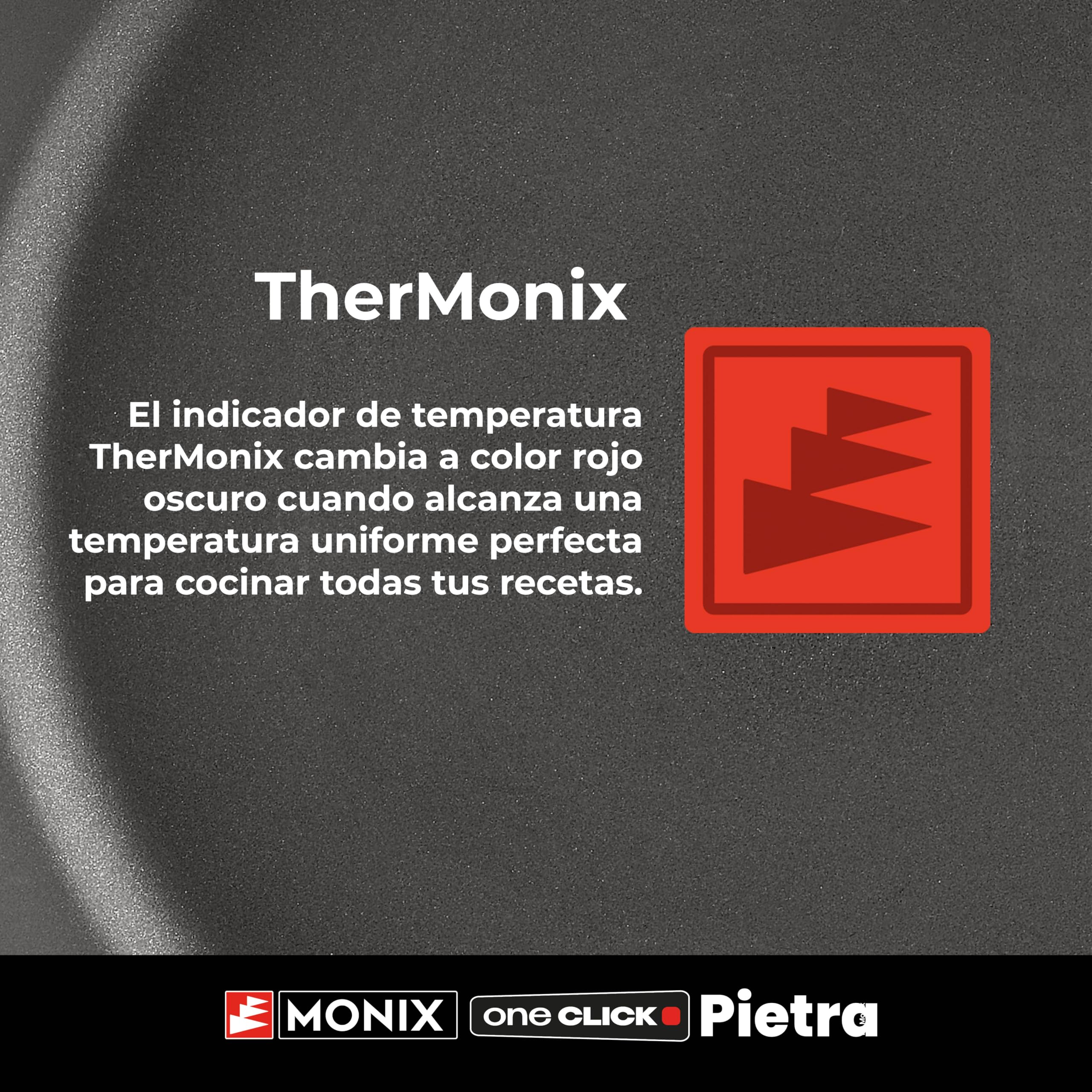 MONIX One Click Pietra | Batería 8 piezas, Aluminio Forjado con Antiadherente, libre de PFOA, Mango Desmontable, Apta para todo tipo de Cocinas, Incluida Inducción, Apilable para ahorro de Espacio