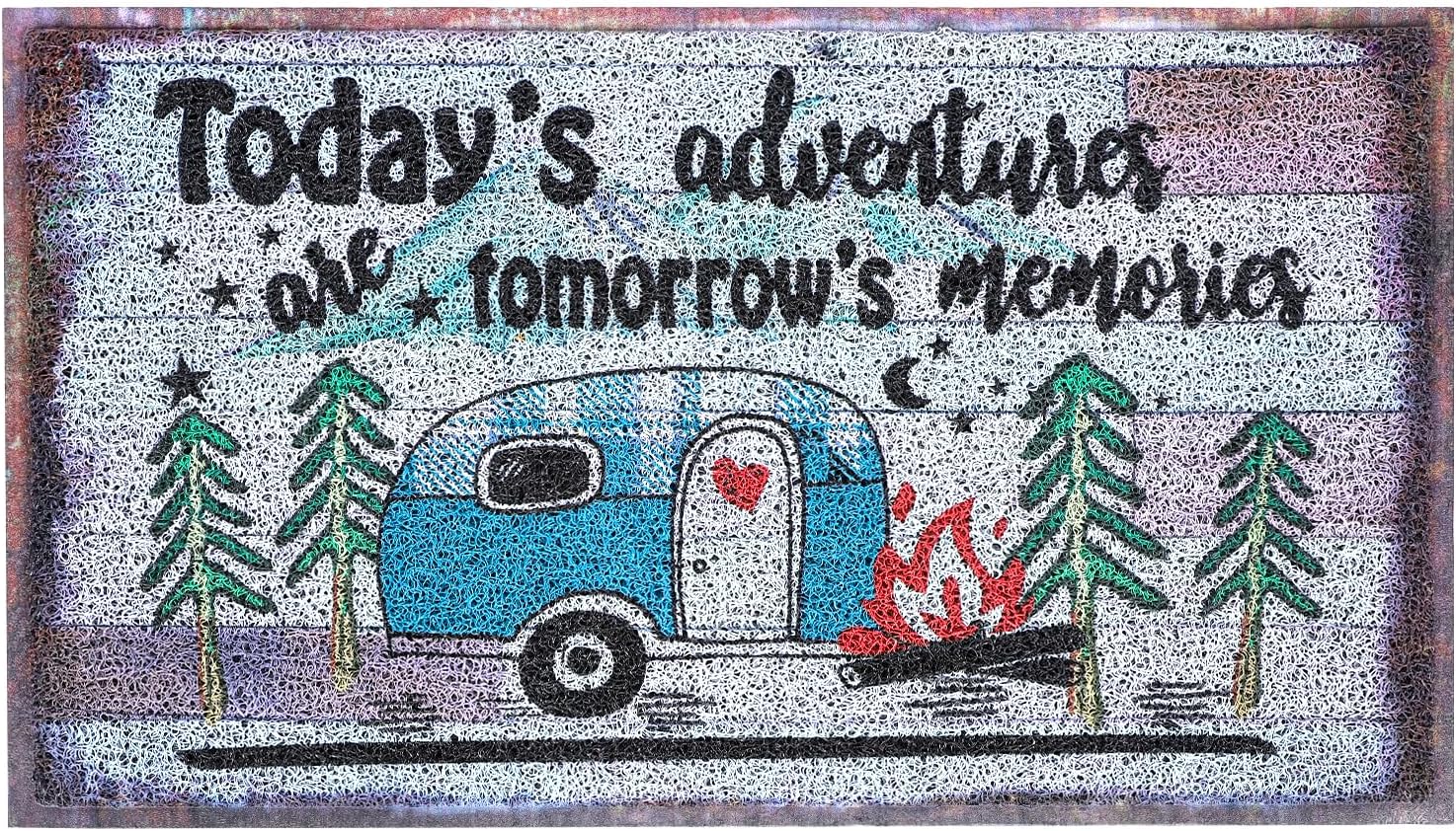 OCCdesign Camper RV Travel Trailer Door Mat -Camping Rug Decor for Campervan Caravan Motorhomes Gift for Families Friends Campers -Today’s Adventure Tomorrow’s Memories