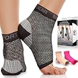 Physix Gear Sport Plantar Fasciitis Socks with Arch Support for Men & Women - Ankle Compression Sleeve, Toeless Compression Socks Foot Pain Relief, Ankle Swelling Better than Night Splint, Black L/XL