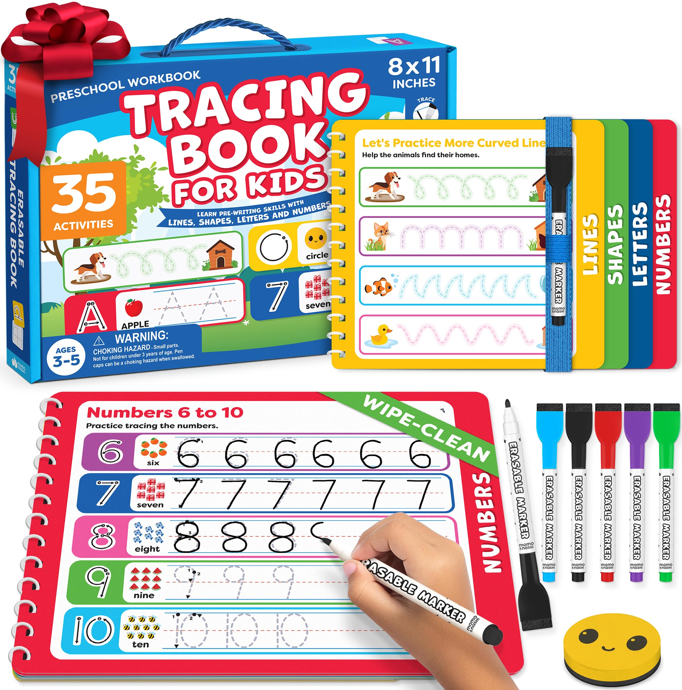 Preschool Learning Activities - Tracing Books for Kids Ages 3-5 - Toddler Handwriting Practice - Letter Tracing for Kids Preschool Kindergarten Workbooks 3-4, 4-5 Learning Books - 3 Year Old Boy Gift