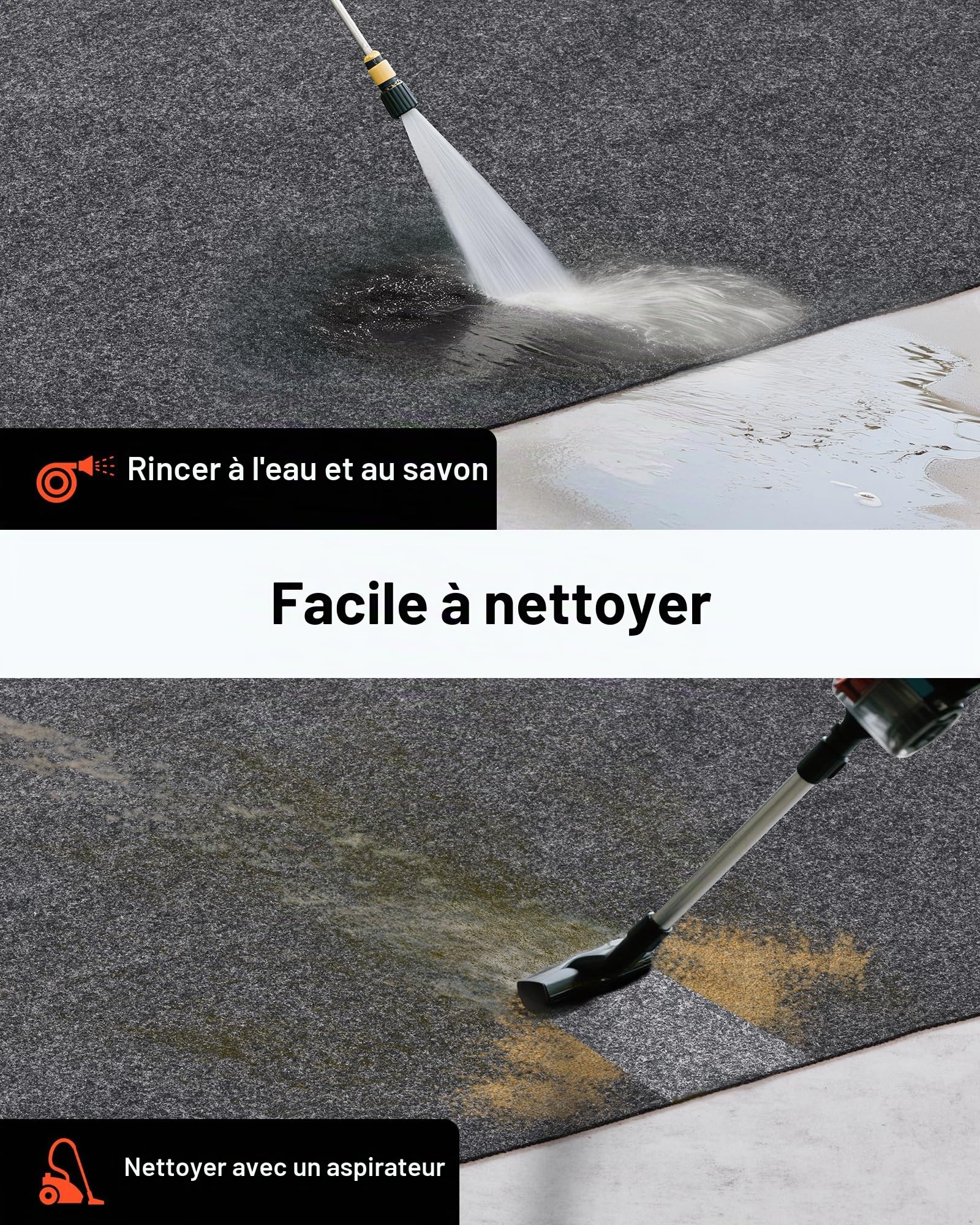 VEVOR Tapis de Sol de Garage 2235,2x5181,6x2,4 mm Tapis Protection Antidérapant Imperméable Eau Neige Pluie Boue Huile de Voitures avec Support TPE Anti-fuite Facile à Nettoyer Découper, Divers Usages