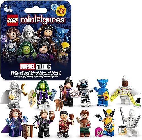 LEGO 71039 Marvel Series 2 Mini Figures, 1 de 12 personajes icónicos de Disney+ para coleccionar en cada bolsa, incluye Wolverine, Hawkeye,