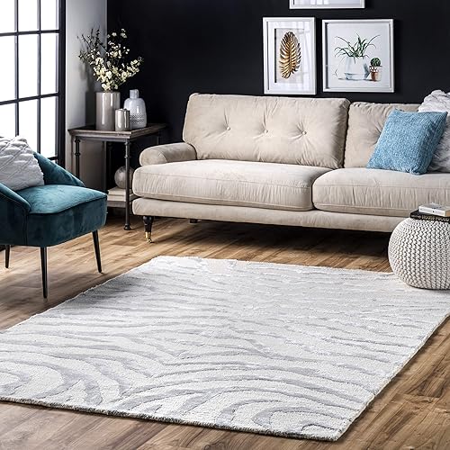 nuLOOM Zebra Hand Tufted Plush Wool Runner Rug, 2' 6" x 6', Grey