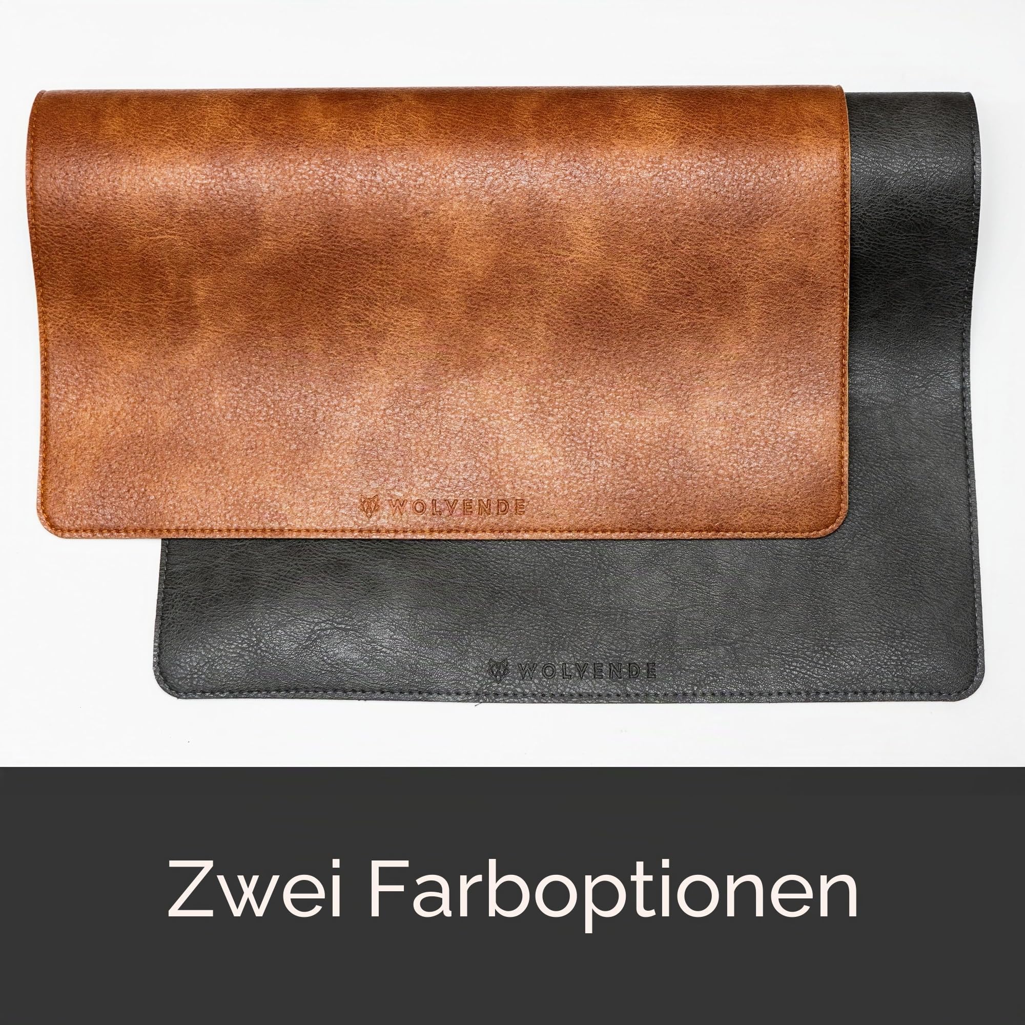 Premium-Schreibtischunterlage aus veganem Kunstleder, im Used-Look, multifunktionale Schreibtischunterlage für Heimbüro, Schwarz/Grau, 40 x 90 cm