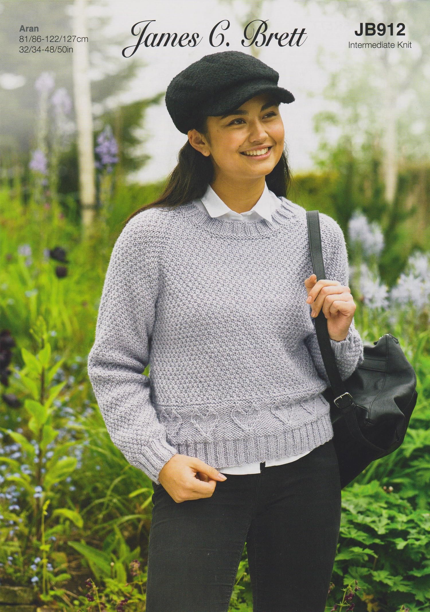 Knitting Pattern Womens Sweater Ladies Heart Jumper James Brett Aran JB912