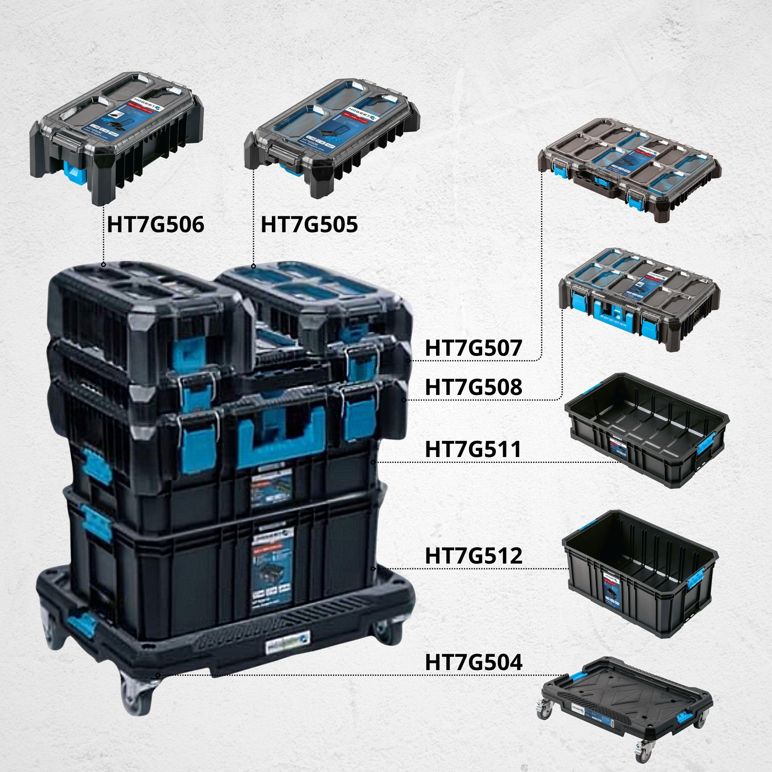 Högert Technik - Plataforma de Transporte con Ruedas HT7G504, Caja Herramientas, Carga de hasta 150 kg, Maletin Herramientas, Resistente a Daños, Construcción Duradera, Estructura Modular