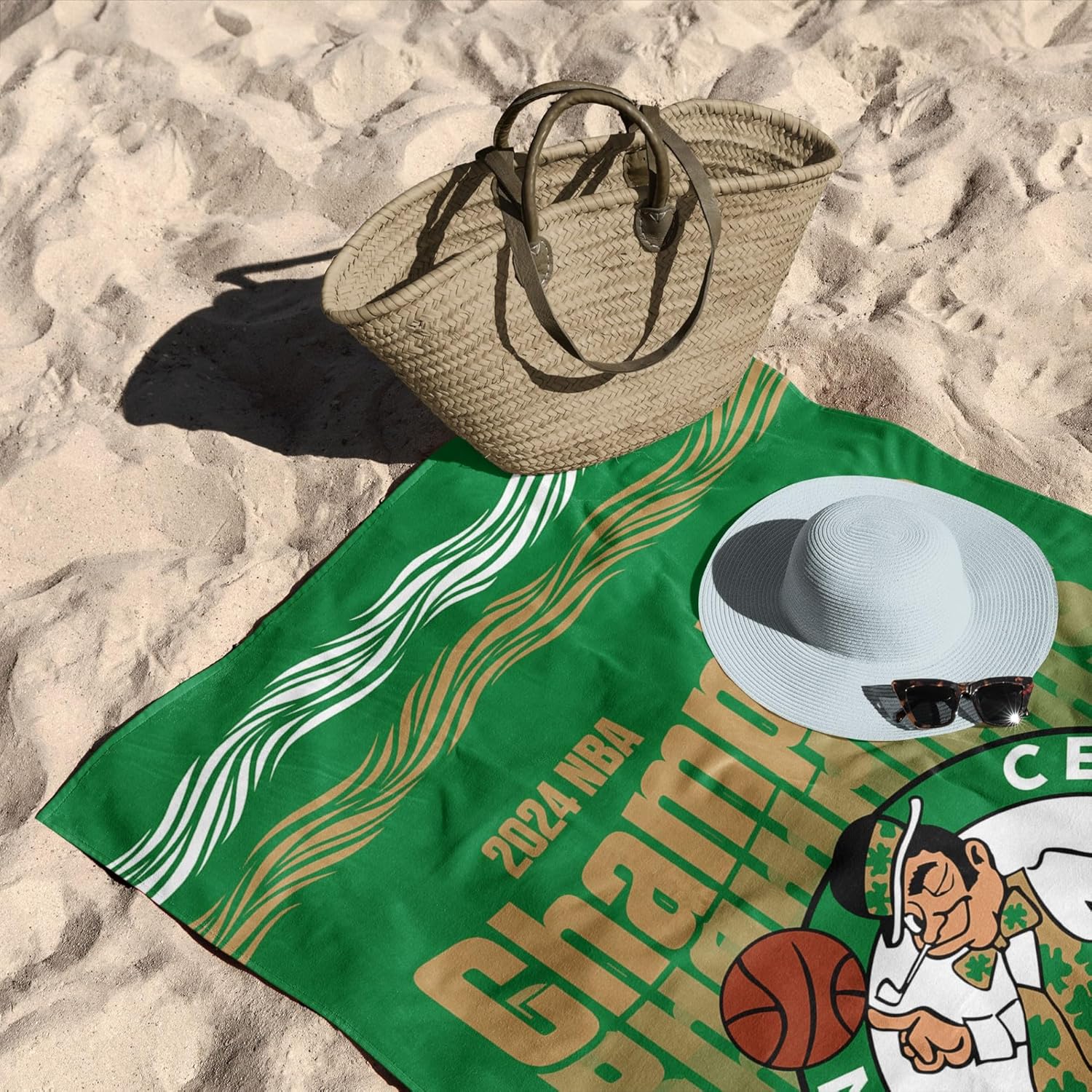 Northwest NBA Boston Celtics NBA Champions 2024 Beach Towel, 30" x 60", Flow - Image 4