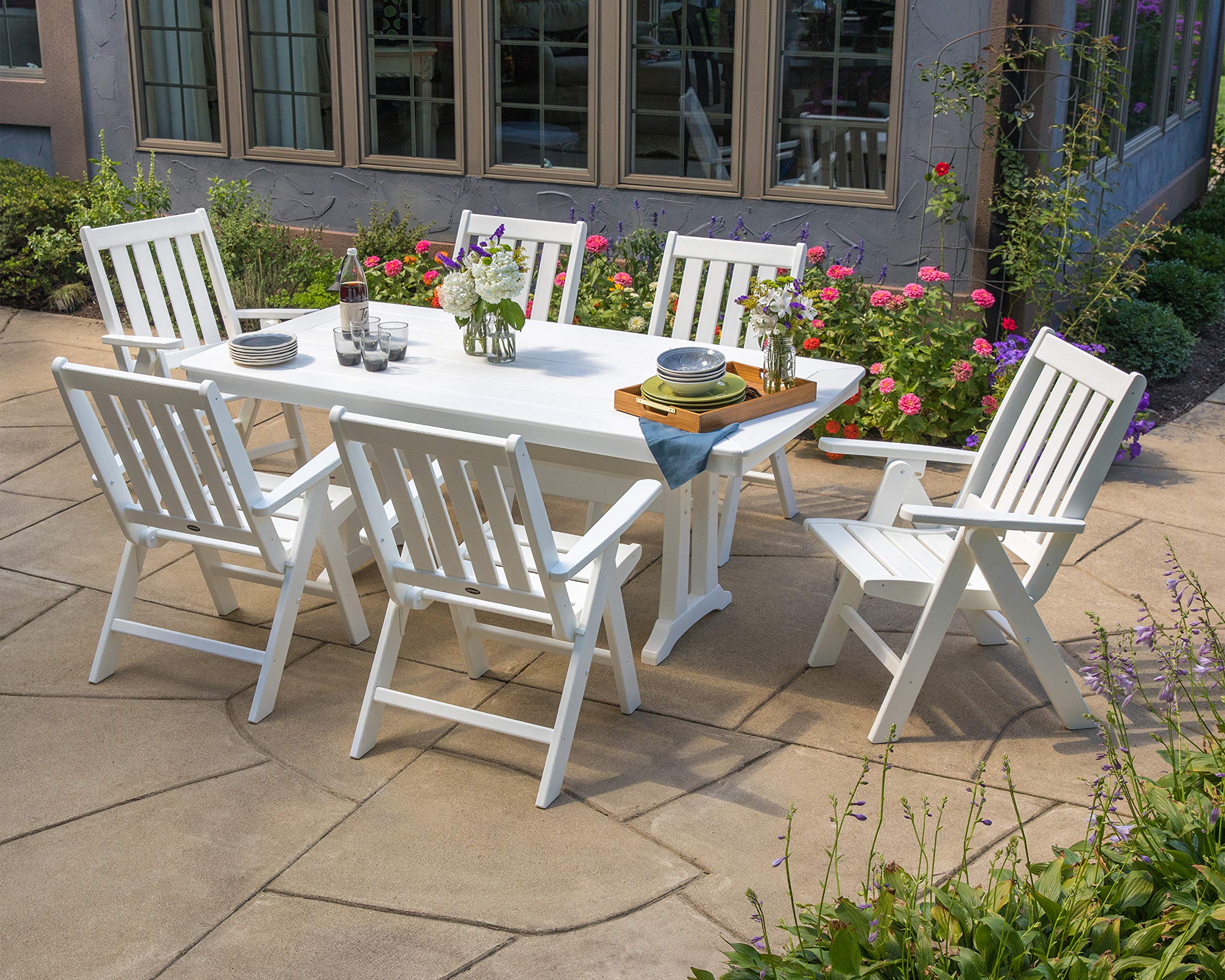 Amazon.com : POLYWOOD Vineyard Folding Dining Chair (White