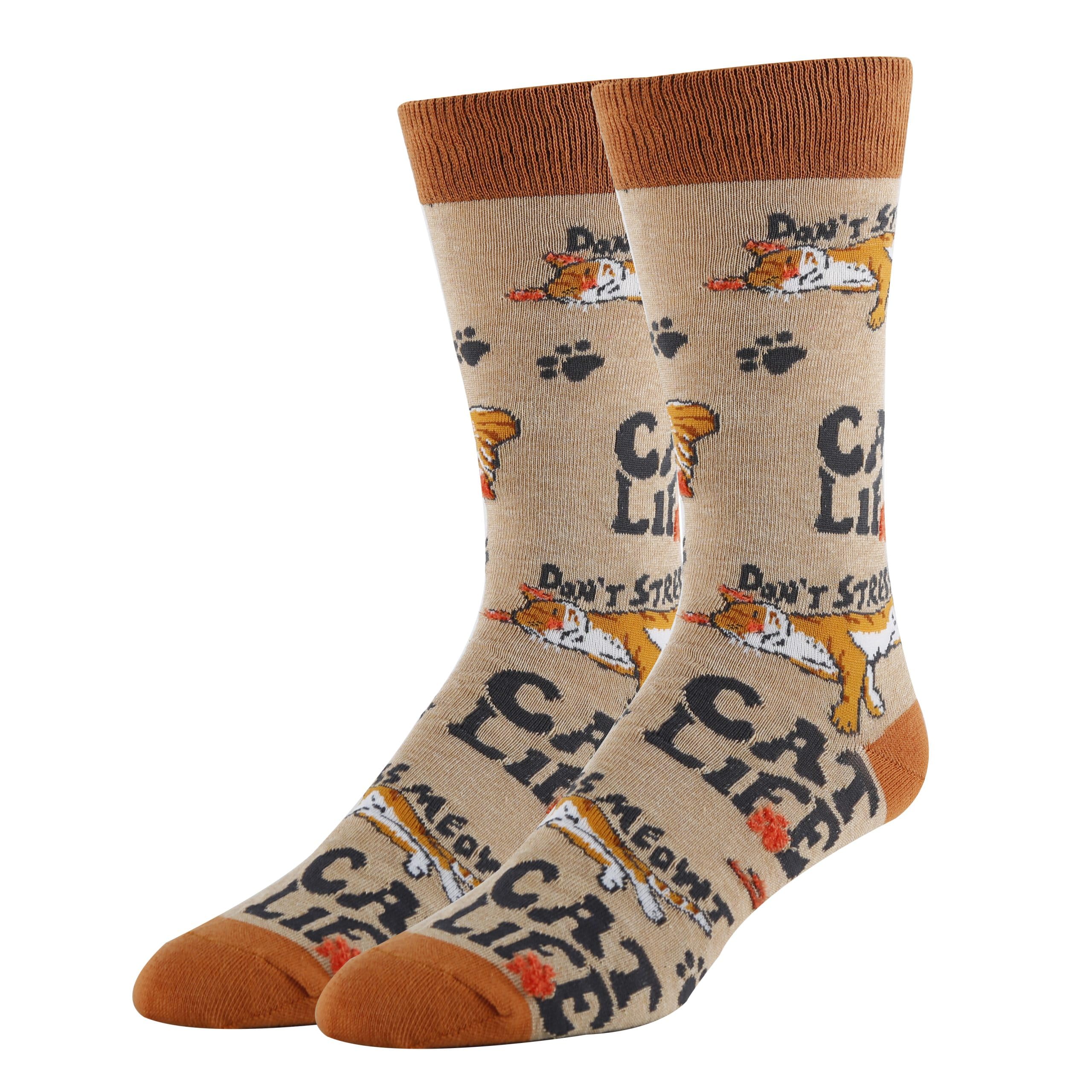 ooohyeah Men's Novelty Animal Crew Socks, Funny Cool Animal Socks for Cat Lover, Fit Men's Shoe Size 8-13