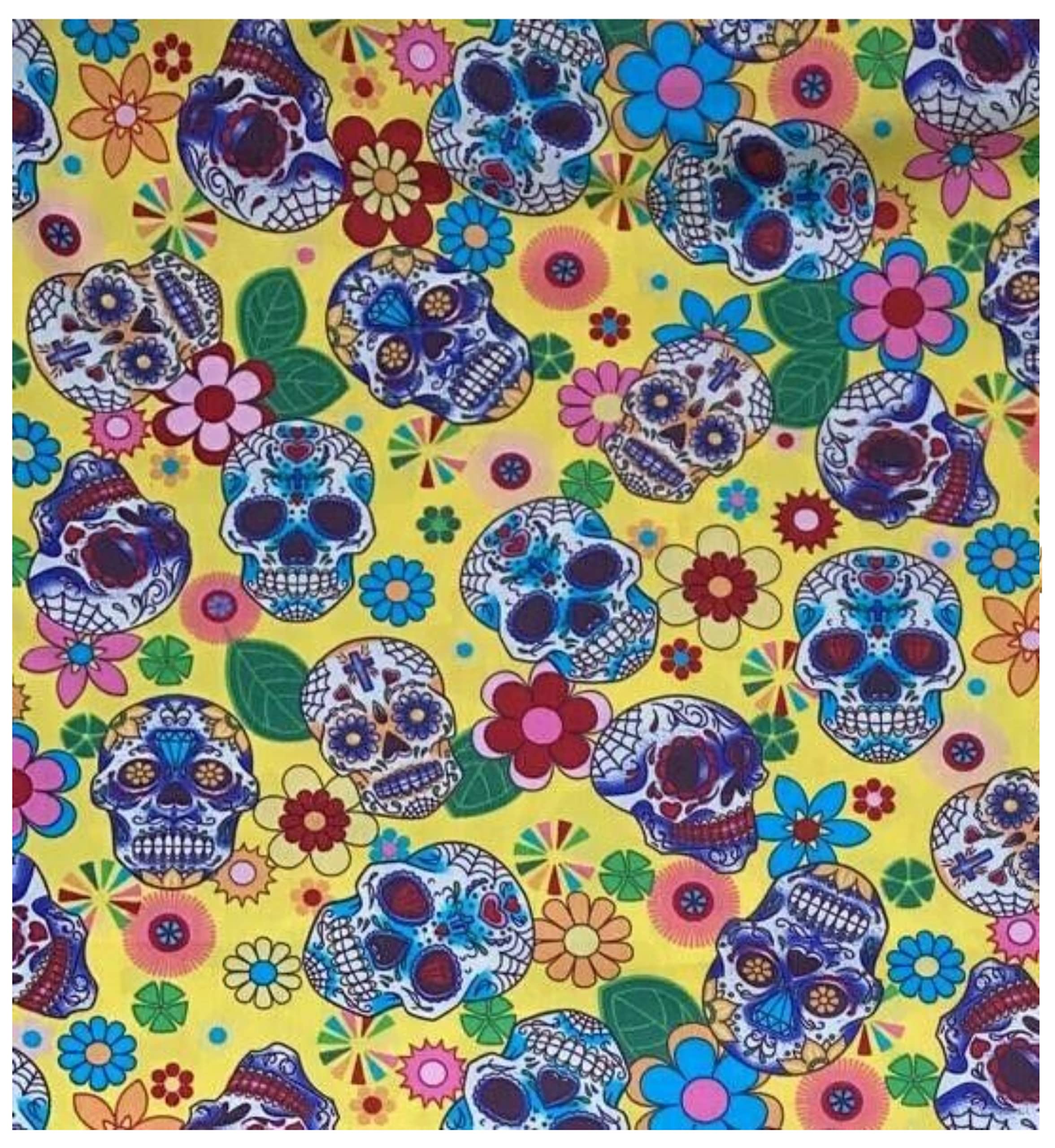Day of the Dead Candy/Sugar Skull Bandana - Yellow