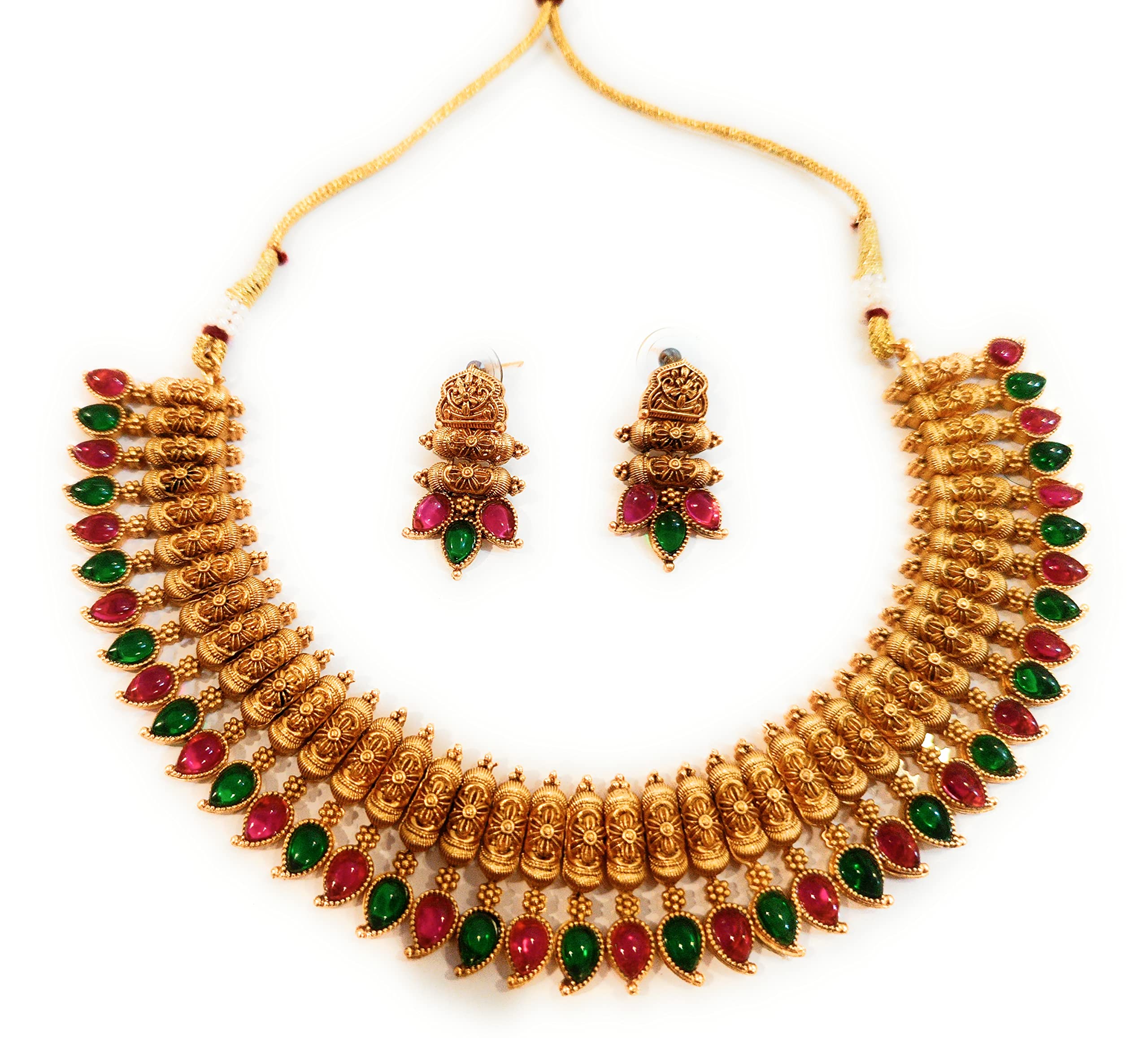 Adyashree Emporium Traditional Temple Jewellery Set Ruby And Pearl With Mohan Mala Haram Design Gold Plated Artificial Temple Jewellery,Latest Wedding Necklace For Women (B09LTMNWL6) Amazon Price History, Amazon Price Tracker