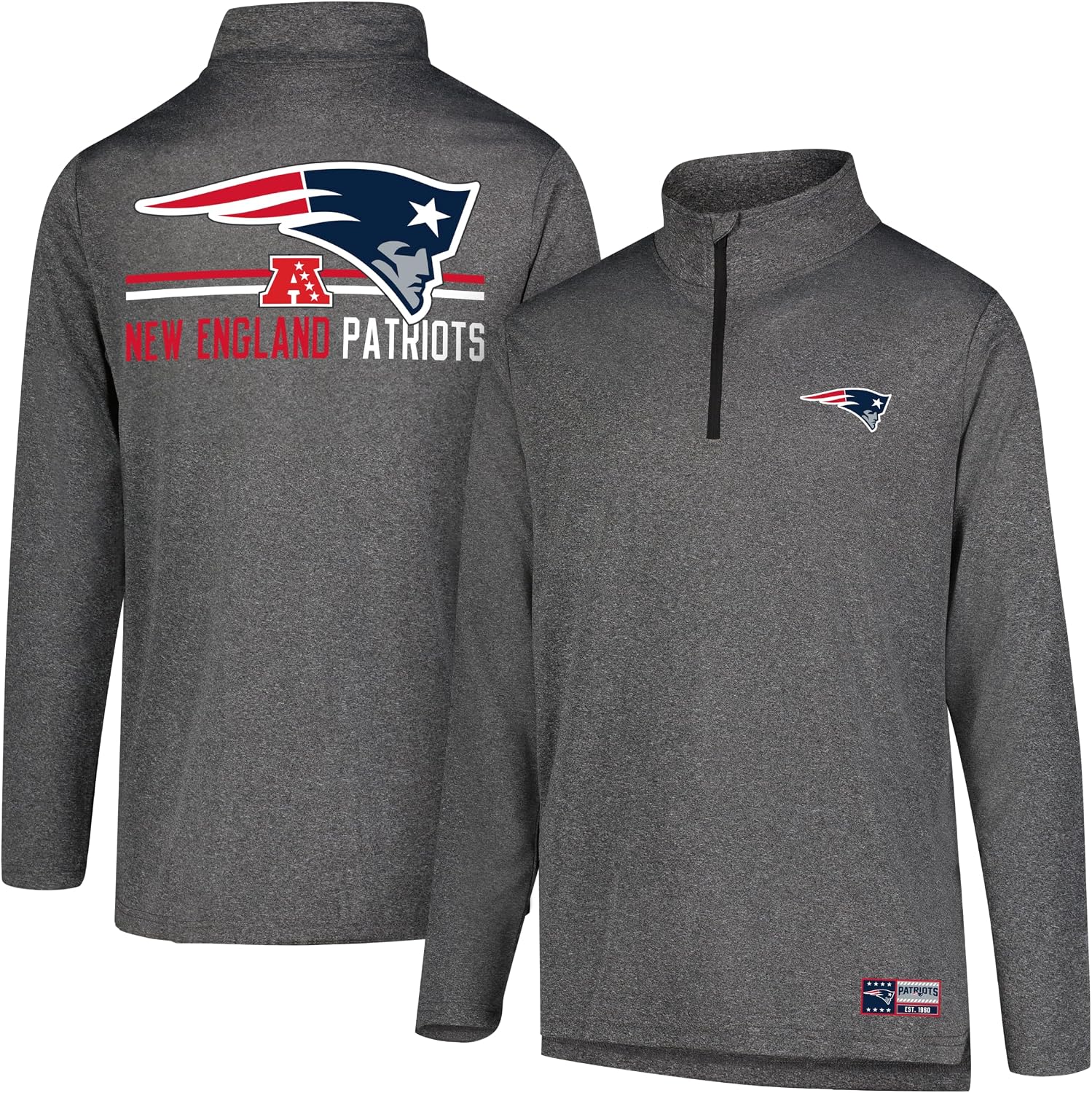 Ultra Game Men's NFL Official Super Soft Quarter Zip Long Sleeve T-Shirt