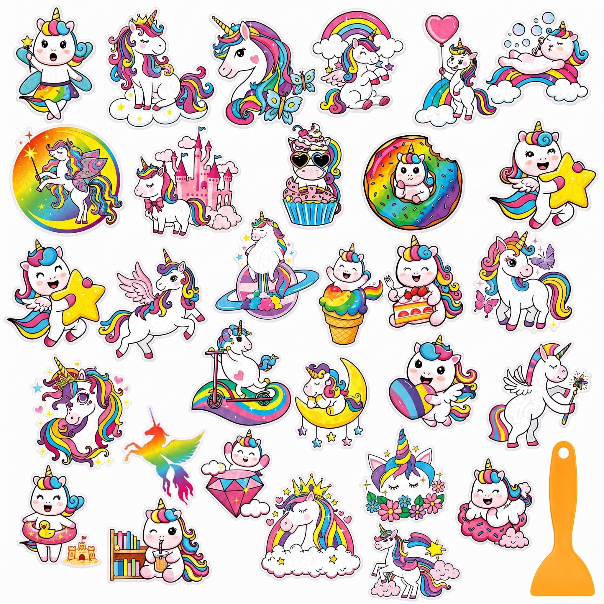 Fullhawl 30 Pcs Unicorn Non Slip Shower Stickers, Kids Bathtub Safety