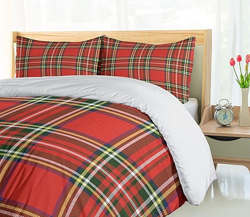 Miniatura 4 de Ambesonne Juego de funda de edredón a cuadros, inspirado en la cultura occidental europea, patrón irlandés abstracto, diseño clásico vintage, juego