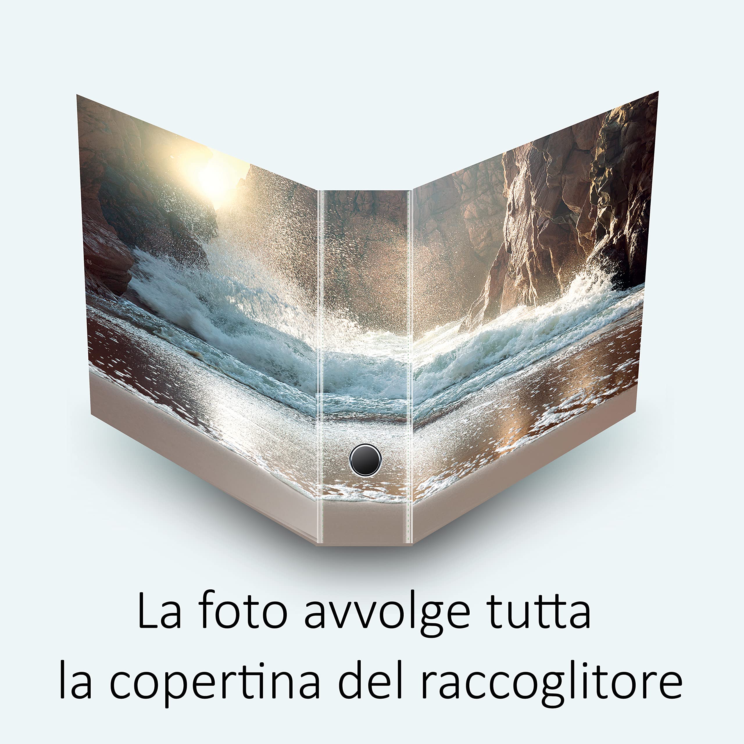 Set da 6 raccoglitori ad anelli - ONDA e ROCCE (H31 cm con 4 anelli)