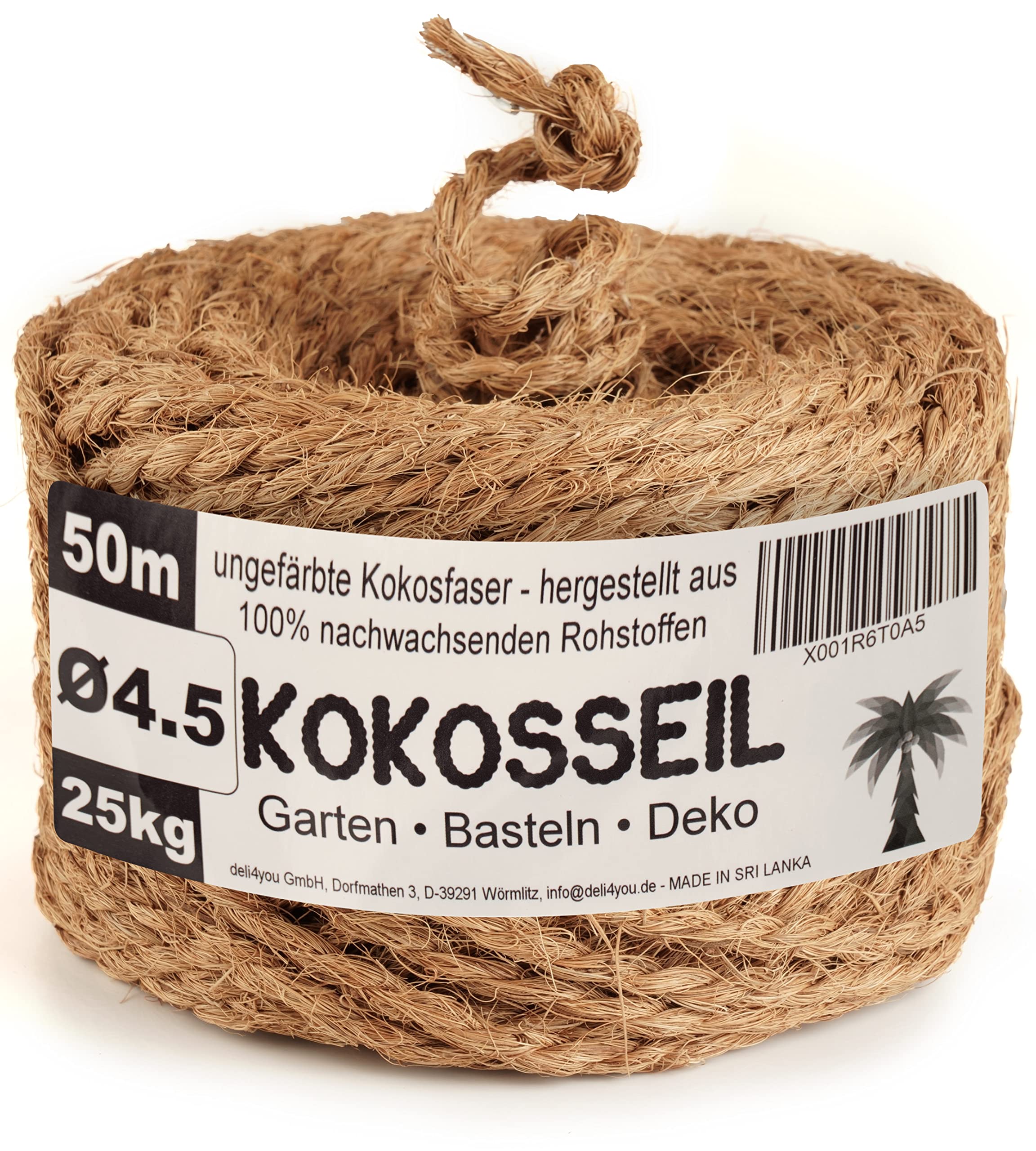 Kokosseil Kombipack – 3,5mm 4,5mm und 7mm x 50m Kokosstrick für Bäume Kokosfaserschnur Baumbinder Kokosseil für Bäume unbehandeltes Kokosband Gräser zusammenbinden