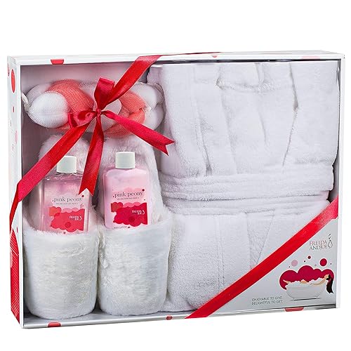 Miniatura 1 de Cesta de regalo de spa en casa de lujo con aroma a peonía rosa, bata de baño ultrasuave y zapatilla de felpa para mujer, juego completo de baño y