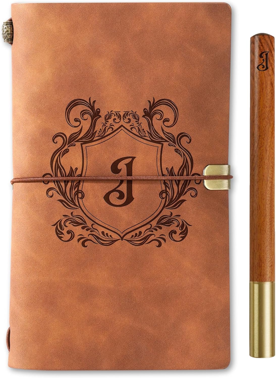 InnoBeta Personalized Gifts for Men, Women, Journal Notebook for Christmas, Birthday, Refillable Sketchbook, Travel Diary, Lined Planner, 7x5 Inches, Brown, J