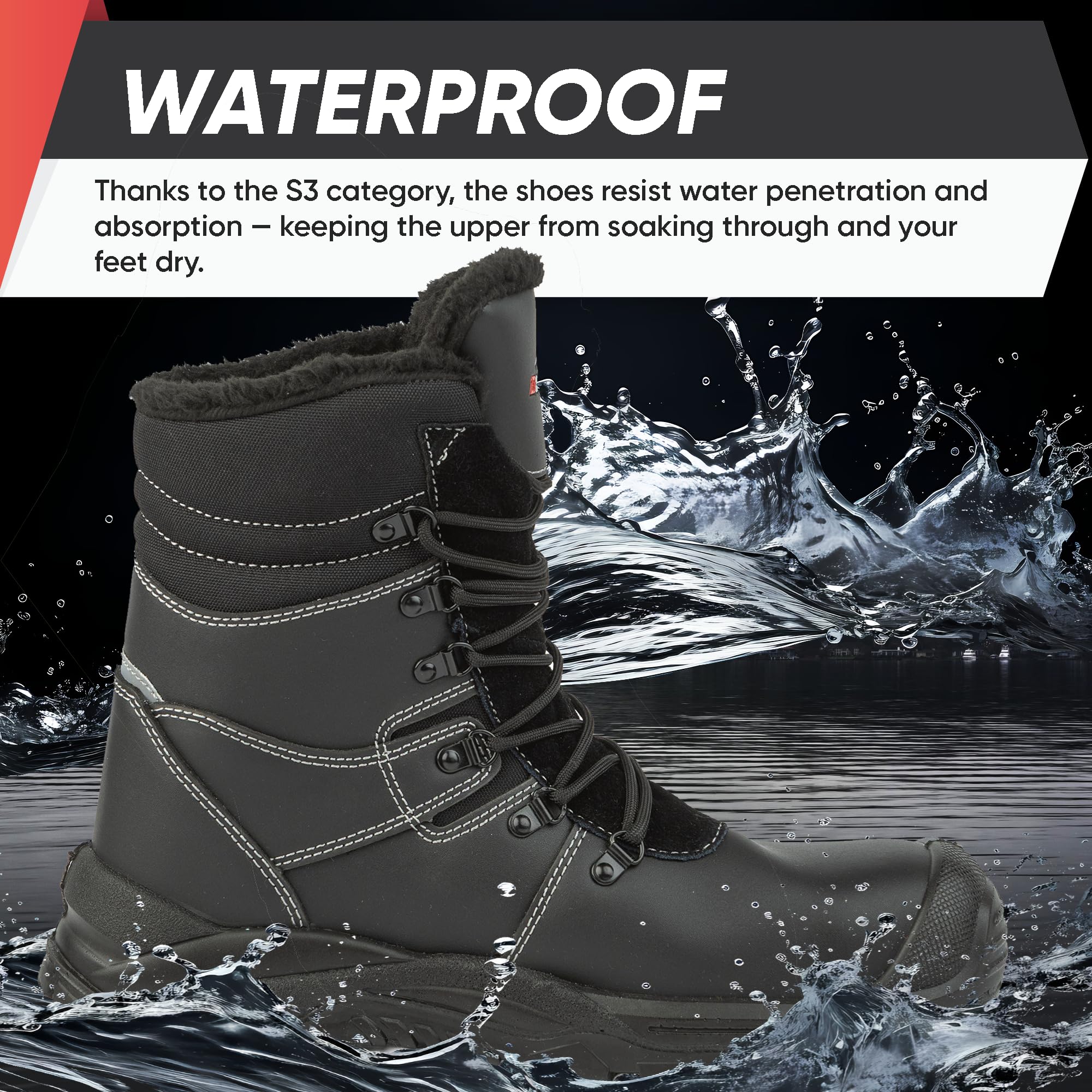 BWOLF GRIZZLY Winter Arbeitsschuhe Herren S3 Winter Sicherheitsschuhe Herren S3, Wasser- und öl-beständig, rutschfest, mit Re-flect-Technologie und ergonomischer Sohle