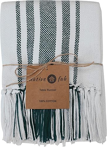 Miniatura 2 de Native Fab - Camino de mesa de algodón puro de 72 pulgadas de largo, caminos de mesa de boda con flecos, decoración rústica de despedida de soltera,