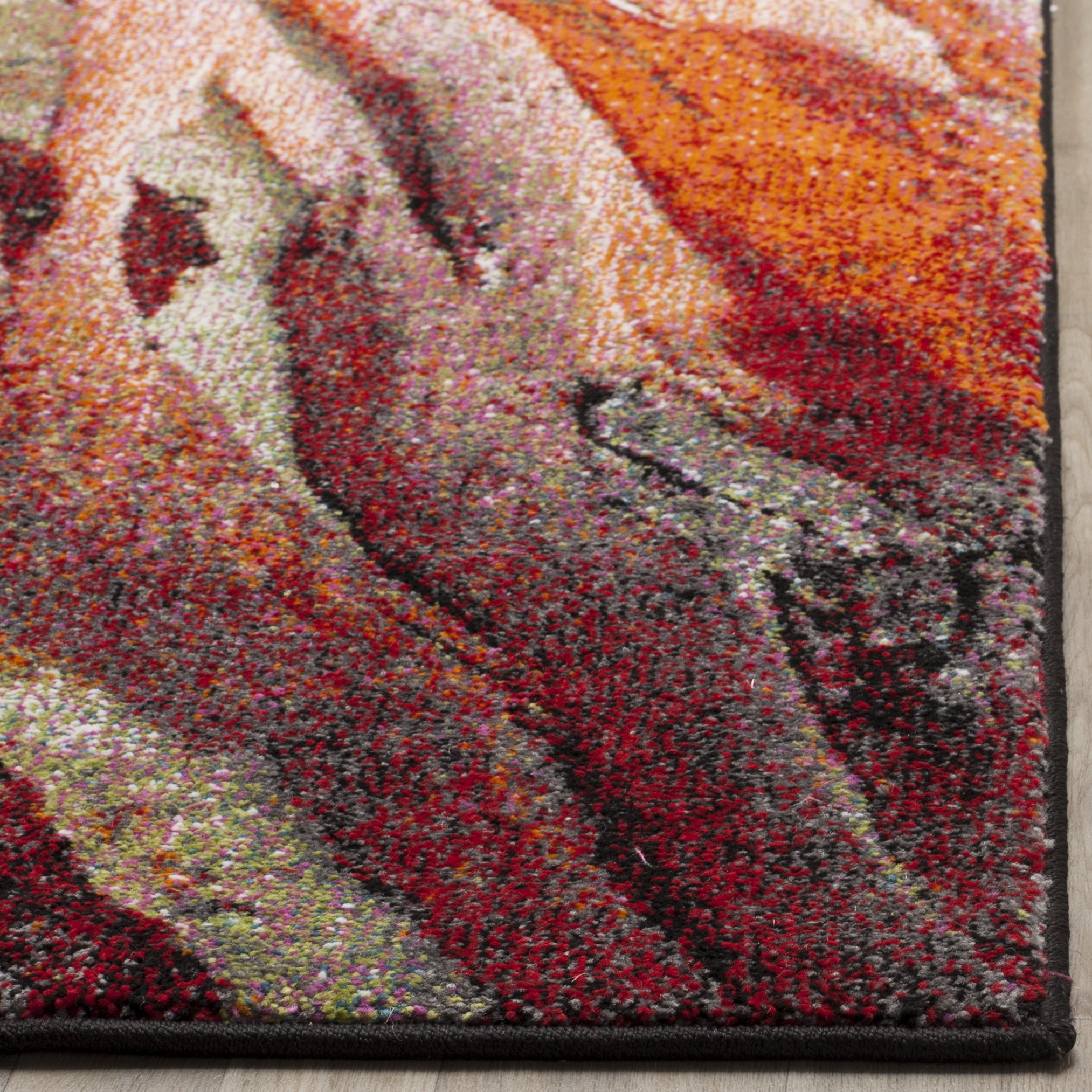 SAFAVIEH Tapis Contemporain pour Salon, Salle à Manger, Chambre à Coucher - Glacier Collection, Tapis à Poil Court, Rouge et Multi, 160 X 229 cm