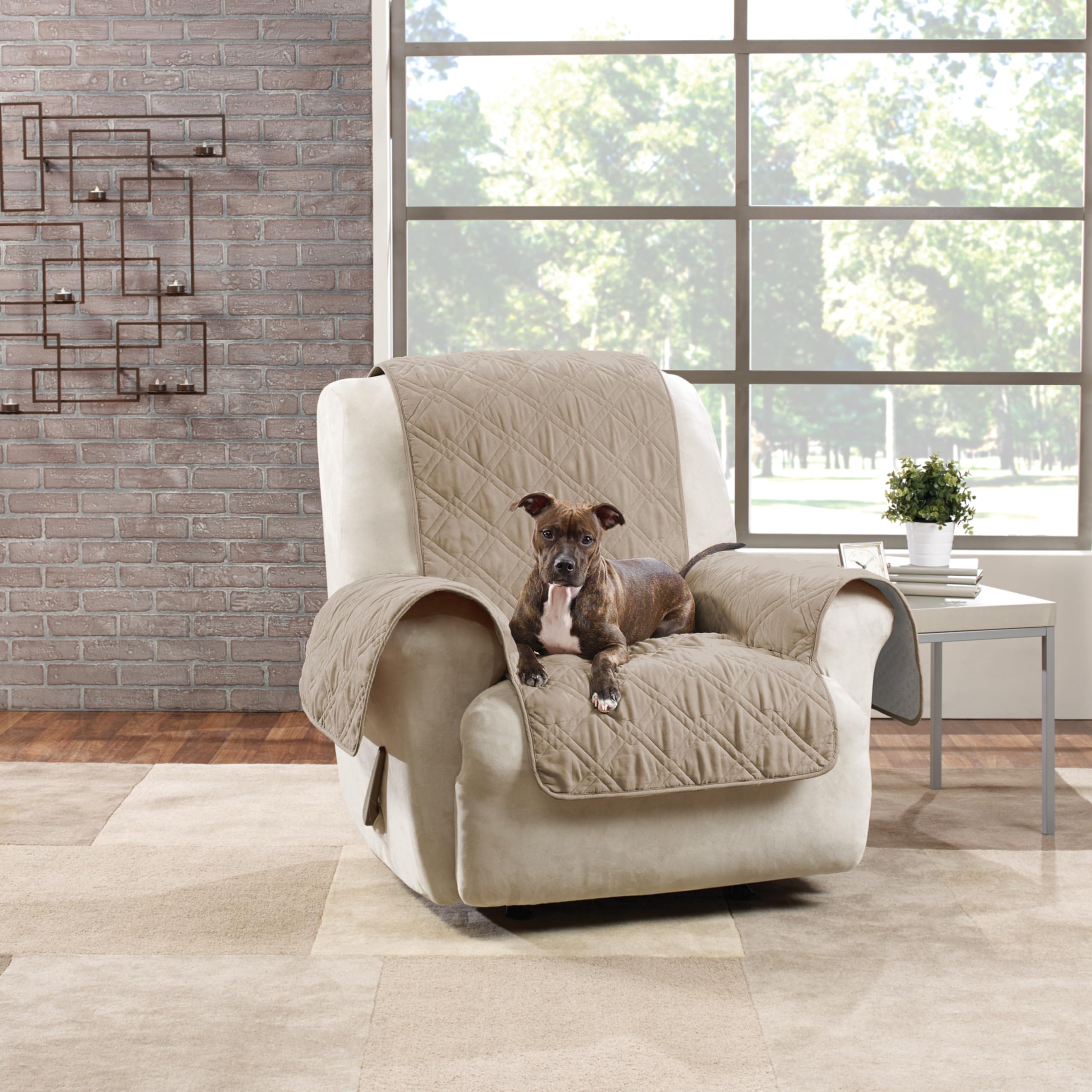 SureFit Pet Protector Recliner Furniture Cover in Taupe