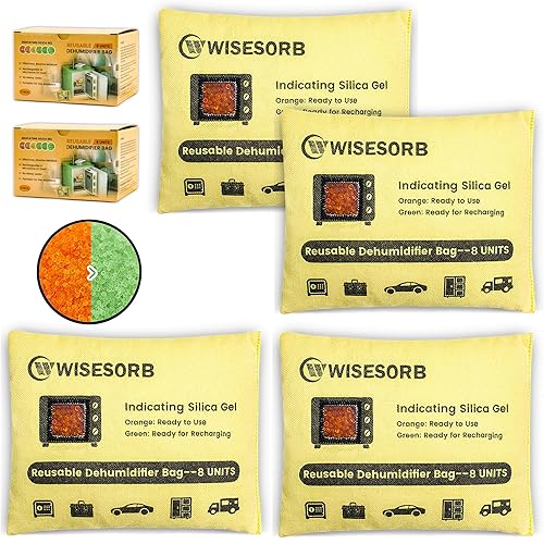 Miniatura 13 de Paquete de 2 bolsas deshumidificadoras reutilizables de gel de sílice de 8.47 oz, absorbentes de humedad que indican el color para automóvil,